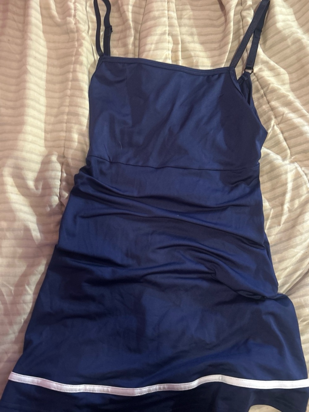 SHEIN Navy Mini Slip Dress with White Hem